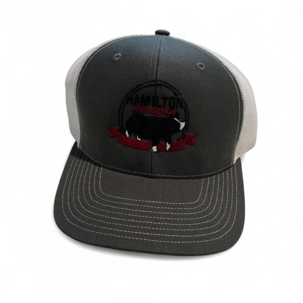 Richardson Trucker Hat Mens OSFM‎ Charcoal White Excellent Hamilton Cow Snapback